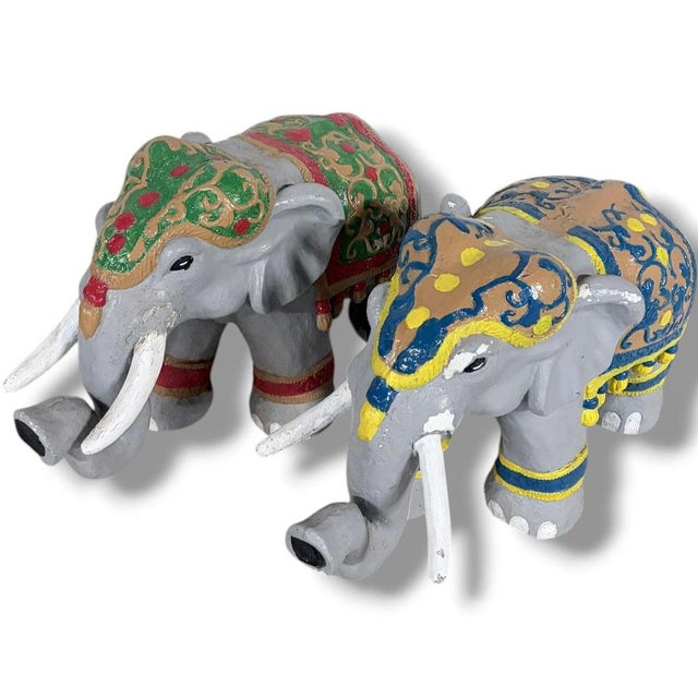 Vintage Elephant Sculptures with Intricate Details, Set of 2 For Sale - Image 9 of 10