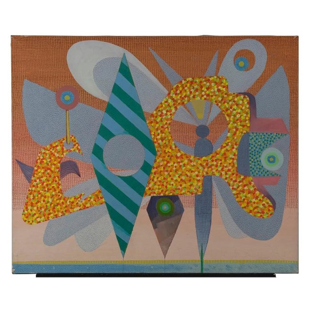 Leo Guida, Pink Geometries, Oil on Canvas, 1970s-1980s For Sale
