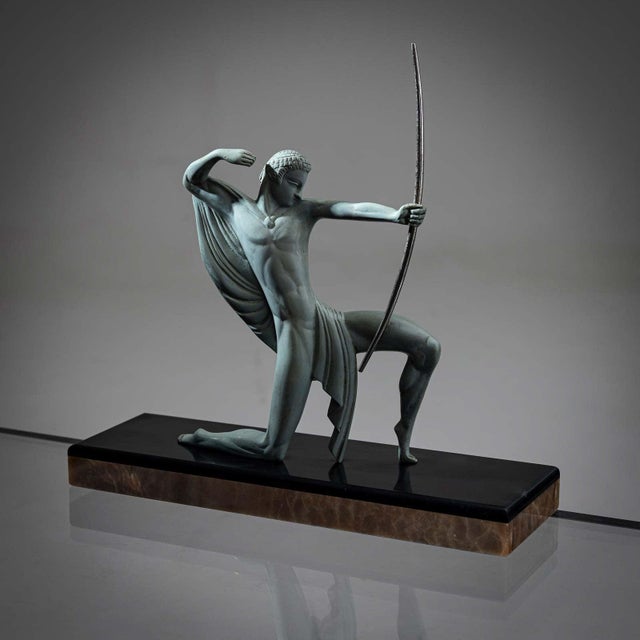 Early 20th Century Art Deco Bronze Sculpture of an Archer by Michel Decoux (1837-1924), France. For Sale - Image 11 of 12