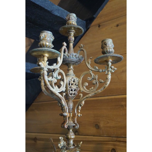 Early 20th Century French Bronze Gothic Candelabra For Sale - Image 11 of 13