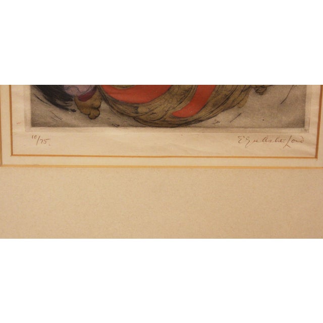 Wood Circa 1920s-30s English "Listening to Music" Drypoint Etching by Elyse Ashe Lord For Sale - Image 7 of 9