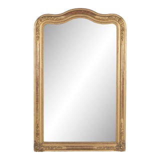 Louis Philippe Gilded Mirror, French Antique Floral Decor, Circa 1880 For Sale