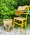 Mid Century Yellow Italian chair. Ladder back with long legs. The seat is made with cord roping. The chair retains its...