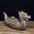 Metal Vintage Gilt Bronze Dragon Boat Sculpture With Coin Motif and Red Patina For Sale - Image 7 of 9