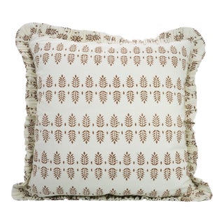 Fabdivine Handcrafted Block Print Frill Cushion Cover 24x24 Inch Thick Cotton White- Darpan For Sale