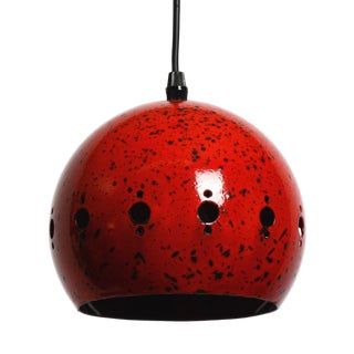Small Mid-Century Modern Red and Black Enameled Pendant Lamp, 1960s For Sale