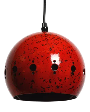 Small Mid-Century Modern Red and Black Enameled Pendant Lamp, 1960s
