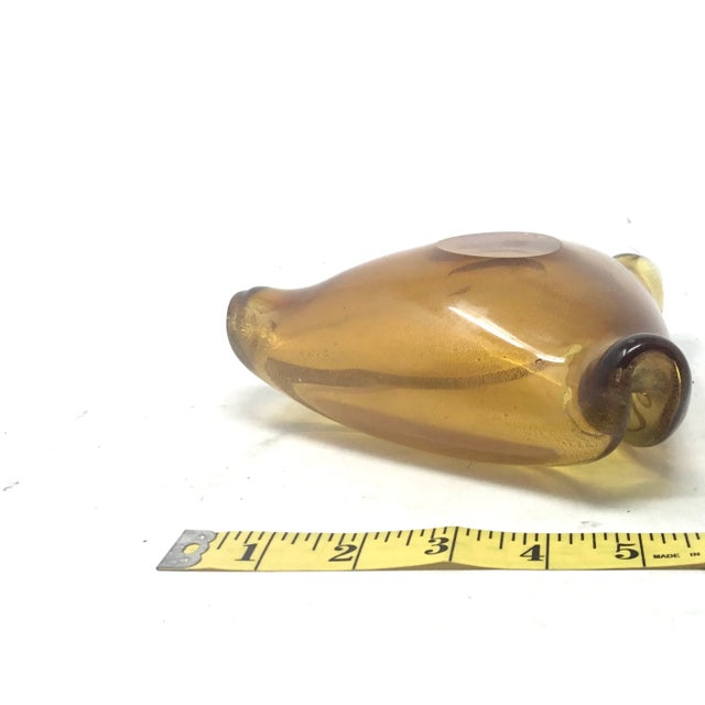 Authentic Murano Amber & Gold Aventurine Glass Ashtray/Dish With Sticker | Carlo Scarpa Style MCM Italian For Sale - Image 4 of 7