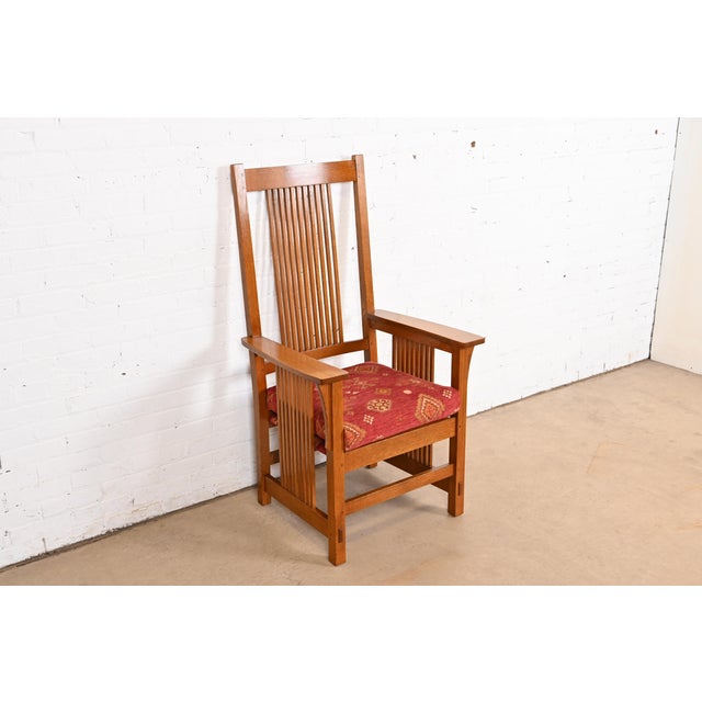 Stickley Mission Oak Arts & Crafts Spindle High Back Arm Chair Chairish