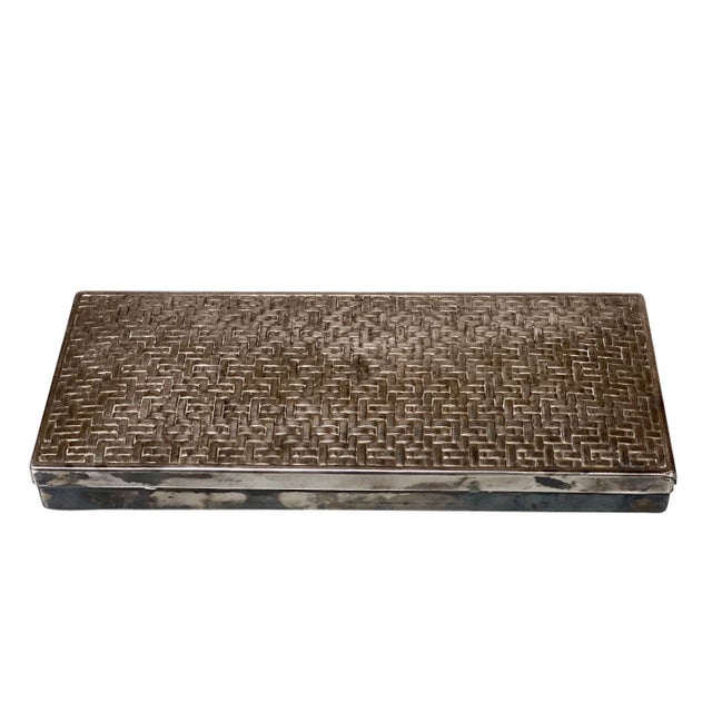 Vintage Traditional Silver Plate Woven Motif Cedar Lined Storage Box ...