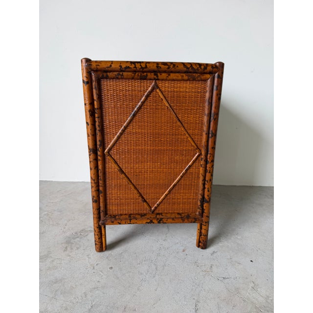 Vintage British Colonial Style Rattan Three-Drawer Nightstand For Sale - Image 10 of 11
