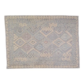 Afghan Hand Made Undyed Wool Maimana Kilim,5'6"x7'8" For Sale