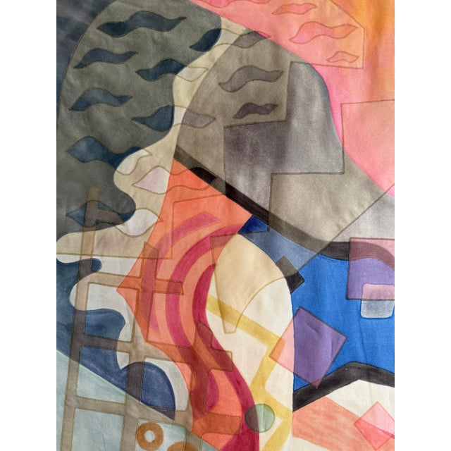 Layered Silk Tapestry Painting by French Artist, Marie-Laure Ilie, 1980s For Sale - Image 9 of 16