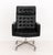 Vincent Cafiero for Knoll Executive Arm Chair, with navy blue soft pad swivel and adjustable seat above polished aluminum...