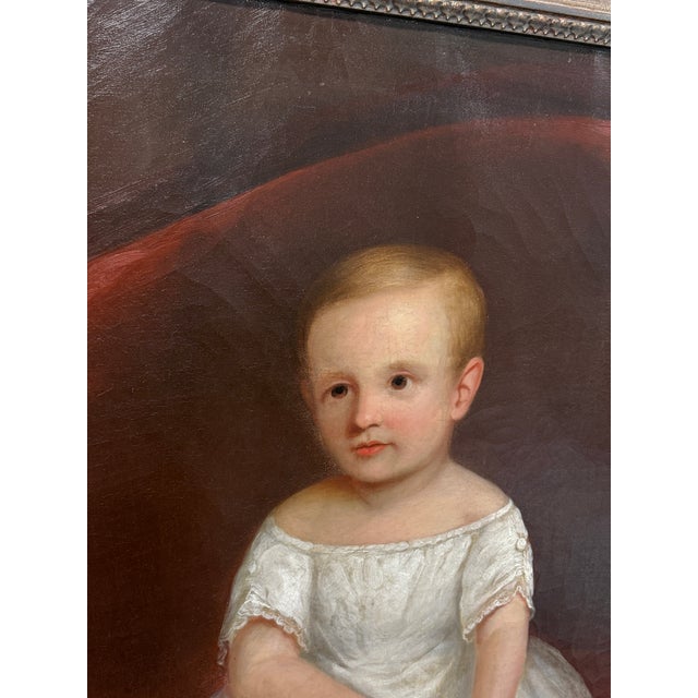 American Folk Art Portrait of a Young Child Holding a Slipper, C. 1830–1850 For Sale - Image 12 of 12