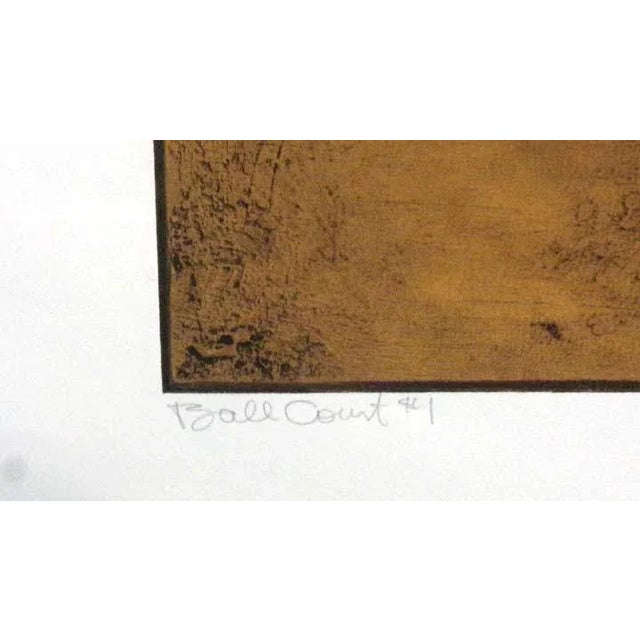 Impressionist Dean Meeker "Ball Court #1" Hand Signed Intaglio Collagraph Artwork For Sale - Image 3 of 5