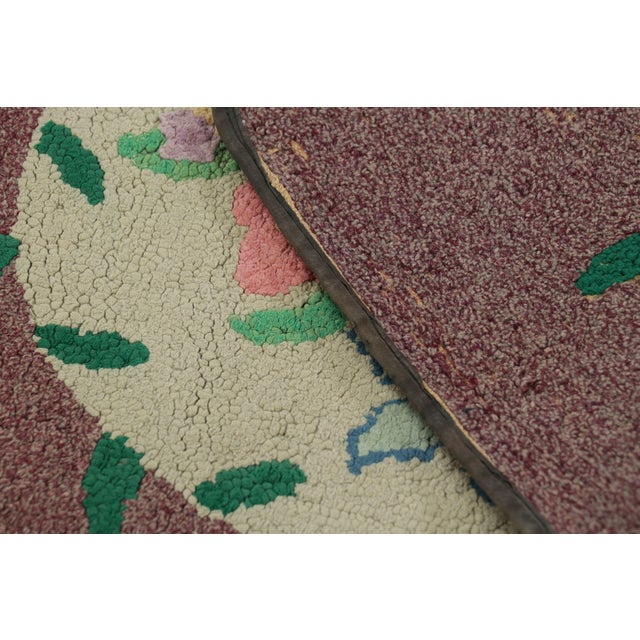 Brown Antique Hooked Rug in Purple With Floral Medallion & Patterns From Rug & Kilim For Sale - Image 8 of 8