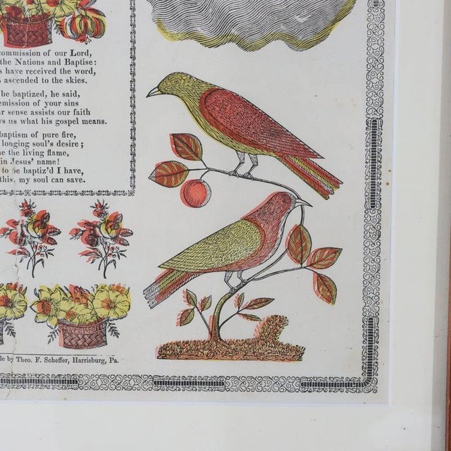 Traditional Pa German Fraktur Taufschein Hand Colored Birth/Baptismal Certificate C1859 For Sale - Image 3 of 14