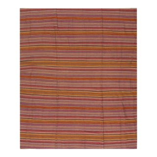 1950s Multicolor Stripe Geometric Vintage Turkish Kilim Flatweave Wool Small Rug For Sale
