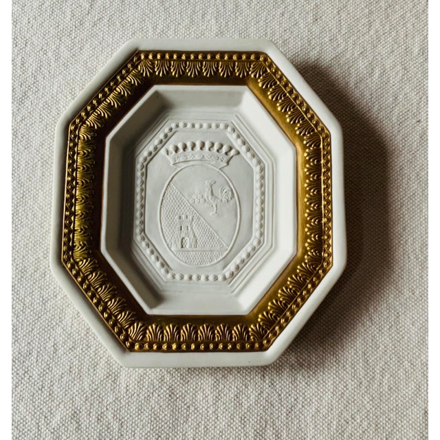 Italian Bisque Porcelain Grand Tour Style Plaque With Gold Border | Italy, Mid-20th C. For Sale - Image 17 of 18