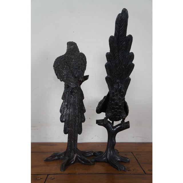 Mid Century French Kulang Bronze Bird Sculptures Statues - Set of 2 For Sale - Image 6 of 12