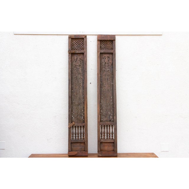 Pair of Tall Handcarved Antique Peacock Panels For Sale In Los Angeles - Image 6 of 10