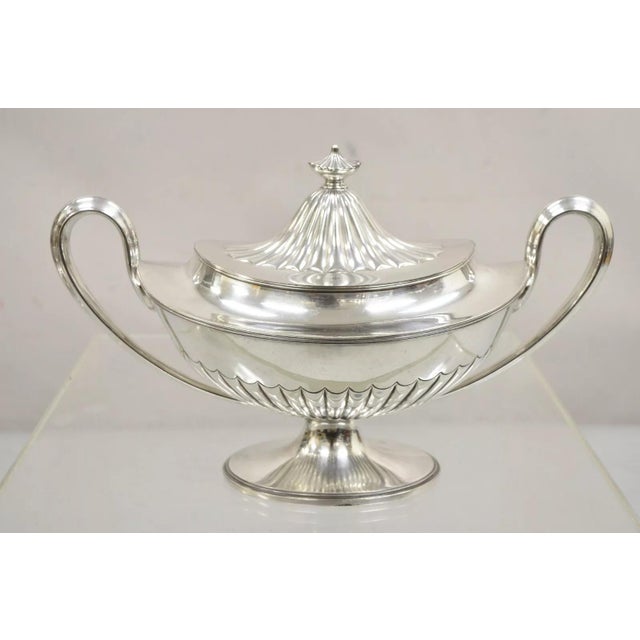 Antique Gorham Edwardian Silver Plated Trophy Urn Covered Sauce Boat Soup Tureen For Sale - Image 9 of 12