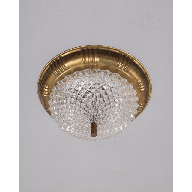 Vintage Italian Ceiling Lamp in Brass and Glass, 1960s For Sale - Image 9 of 9