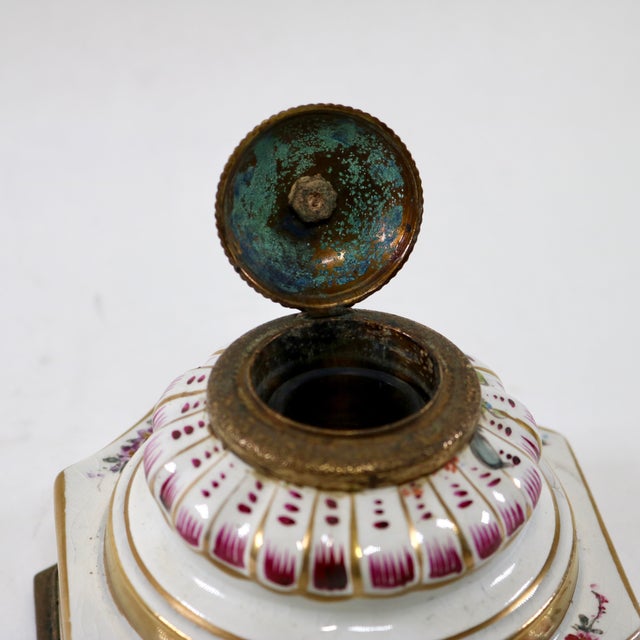 Early 20th Century Porcelain and Bronze Nicholas Haydon Inkwell For Sale - Image 4 of 11