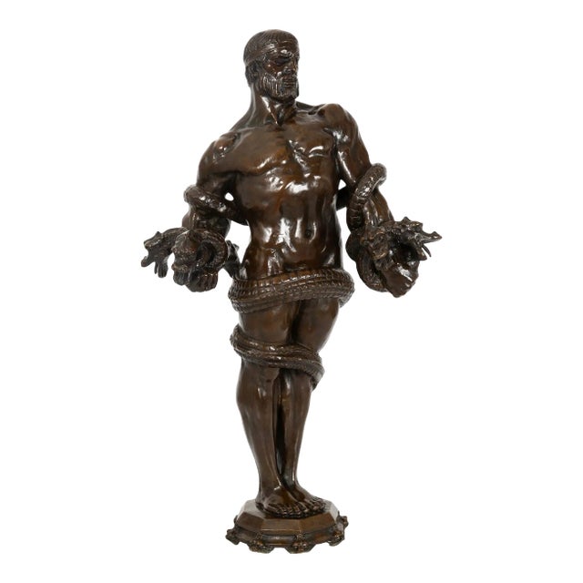 American School Art Deco Bronze Sculpture “Hercules & the Hydra” Ca. 1940s For Sale