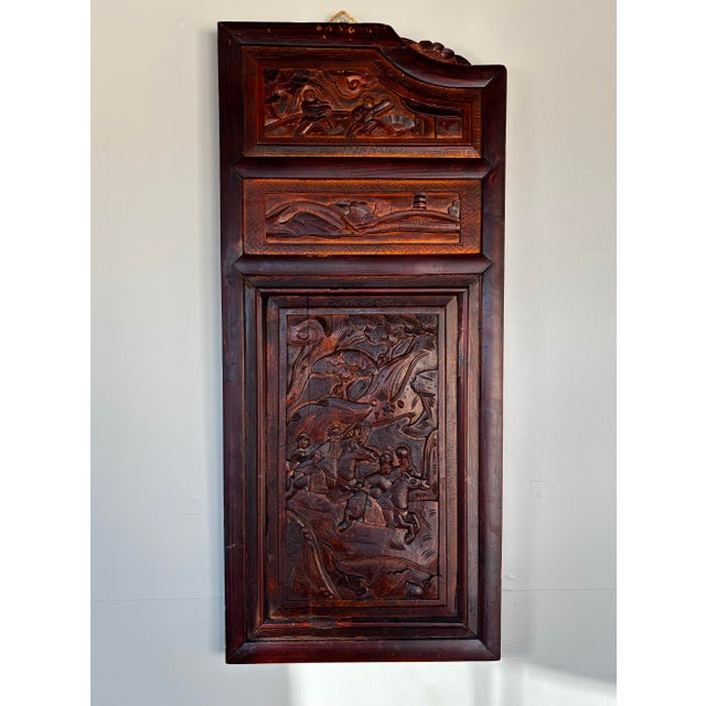 Hand Carved Chinese Doors, Pair For Sale - Image 4 of 5