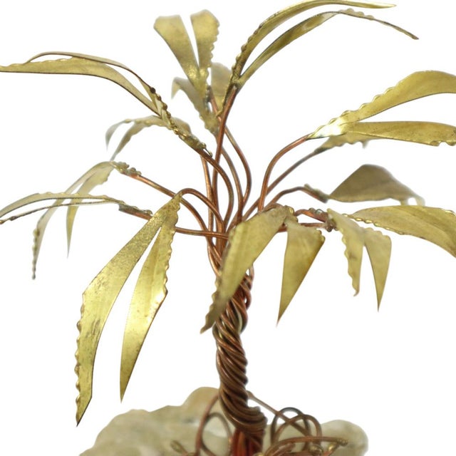 Metal Copper Palm Tree on Rock Sculpture by Daniel Dhaeseleer, 1970s For Sale - Image 7 of 13
