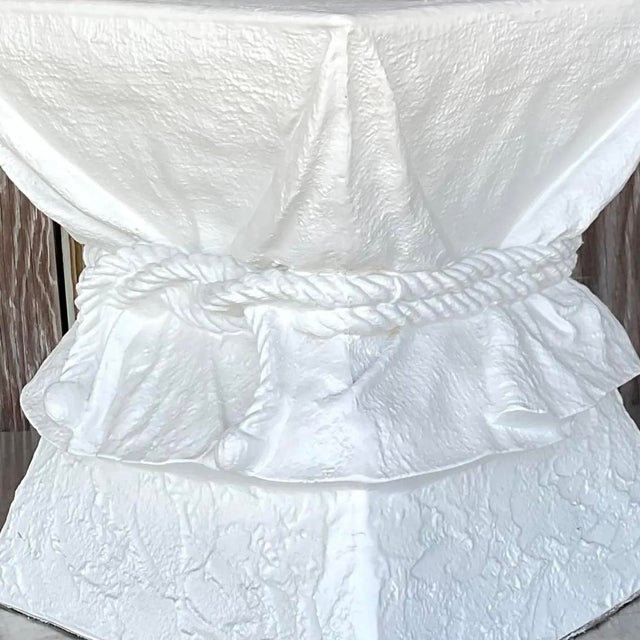 Vintage Boho Plaster Tie Low Stool After John Dickinson For Sale In West Palm - Image 6 of 13