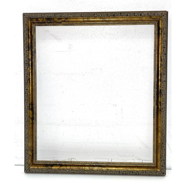 Bronze Art Deco Carved Wood Picture Frame Dimensions: 14.5” width x .75” depth x 16.5” height