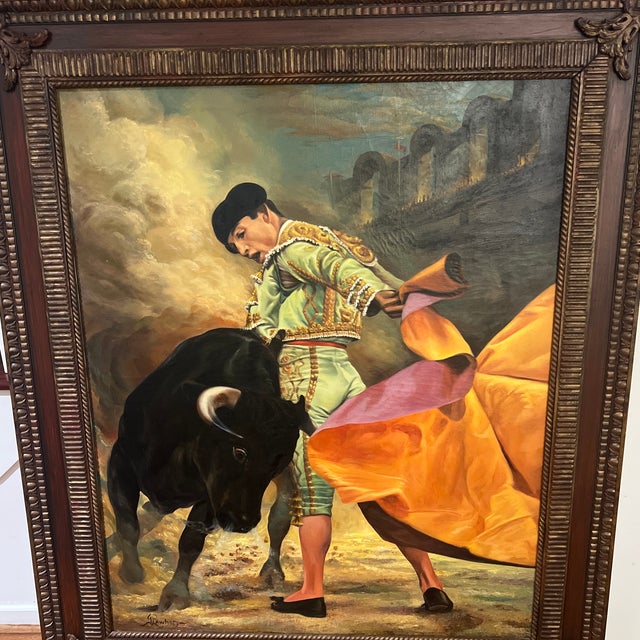 20th Century Spanish School Oil on Canvas Framed Signed Titled Matador For Sale - Image 4 of 12