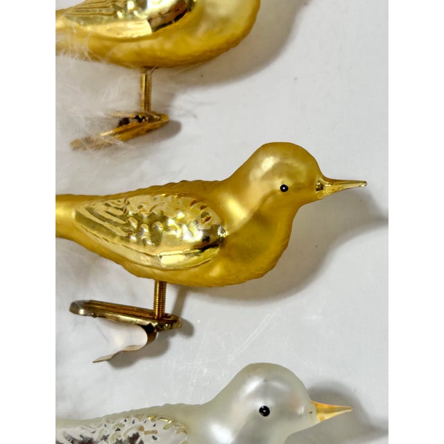 Traditional Vintage Glass Bird Clip-on Christmas Ornaments With Feather Tails – Set of 3 For Sale - Image 3 of 10