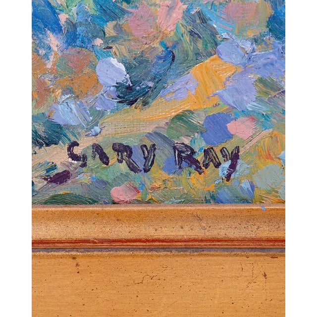 Wood 2000s Gary Ray Plein Air Painting Oil Board Gilt Wood Frame California Impressionism Landscape Signed For Sale - Image 7 of 8