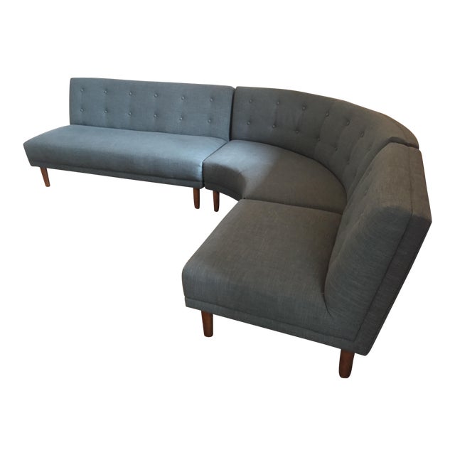 West Elm Retro Teal Rounded Sectional Set Chairish