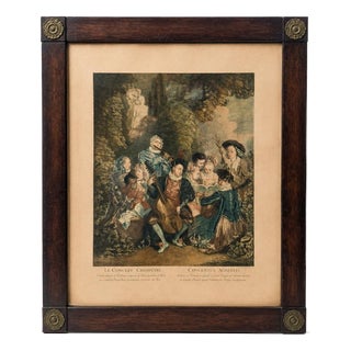 Jean-Antoine Watteau, Le Concert Champetre, Engraving, 1735 For Sale