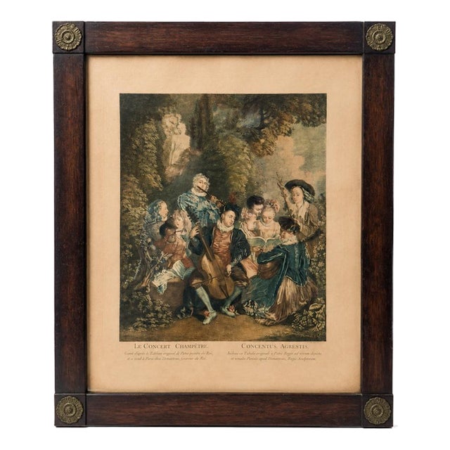 Jean-Antoine Watteau, Le Concert Champetre, Engraving, 1735 For Sale