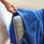 Textile Cobalt Blue Herringbone Plush Soft Merino Handwoven Throw For Sale - Image 7 of 8