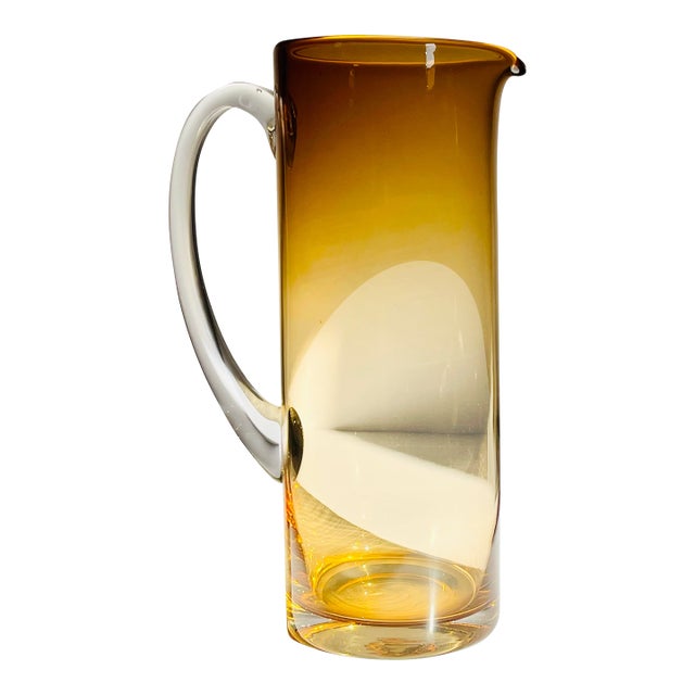 Mid 20th Century Minimalist Amber Glass Pitcher For Sale