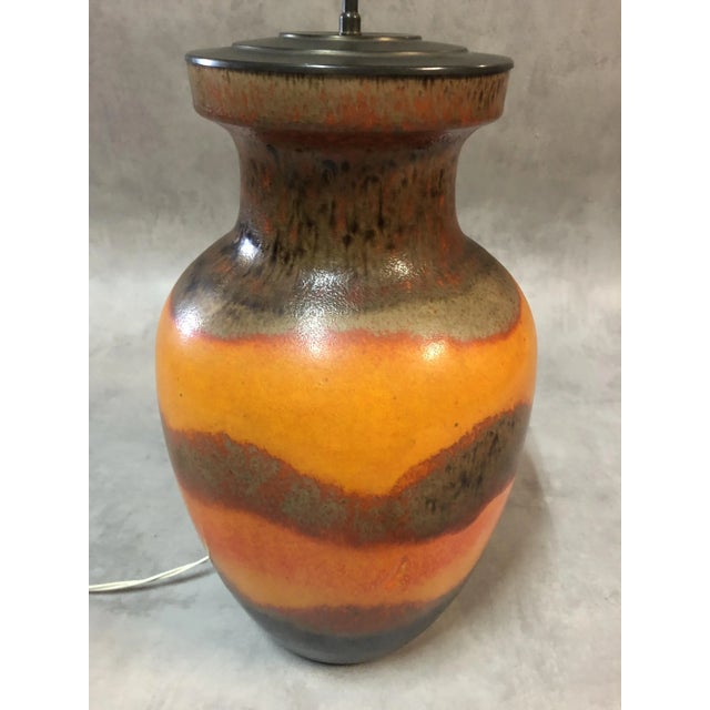 German Orange Ceramic Fat Lava Table Lamp, 1960s For Sale - Image 9 of 10