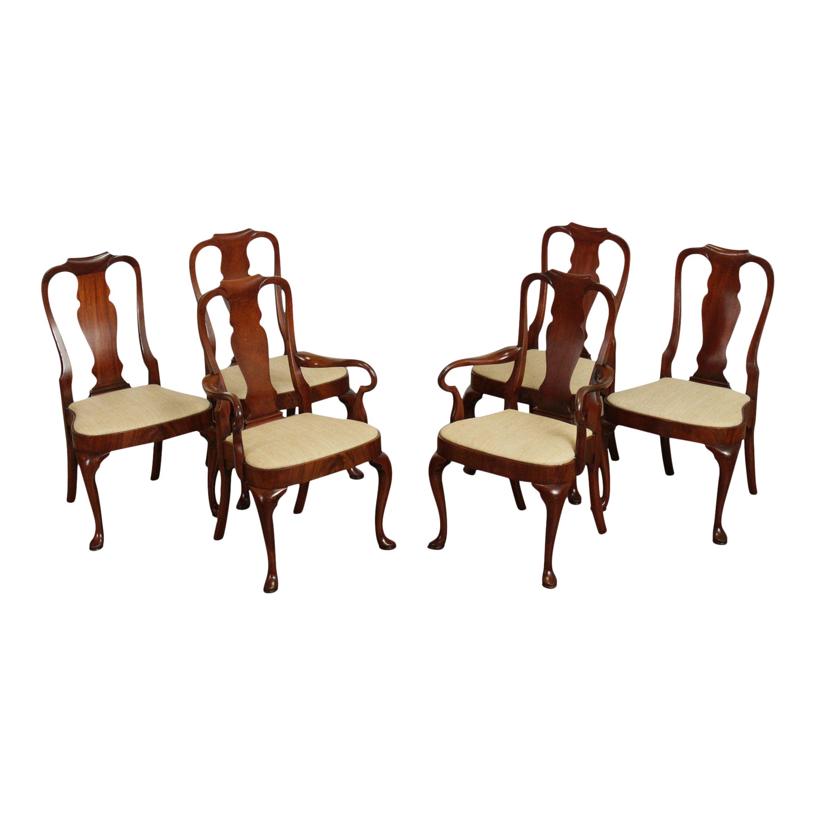 Hickory Chair Mahogany Queen Anne Dining Chairs Set Of 6 Chairish