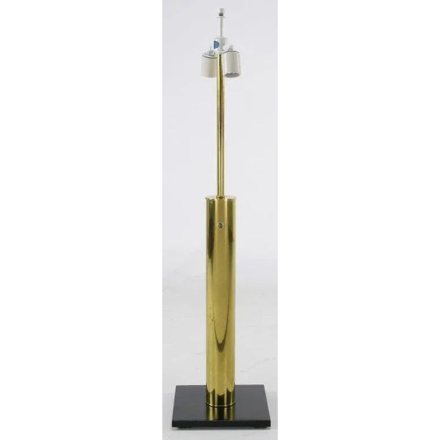 Contemporary Nessen Brass Cylinder & Black Lacquer Base Table Lamp For Sale - Image 3 of 6