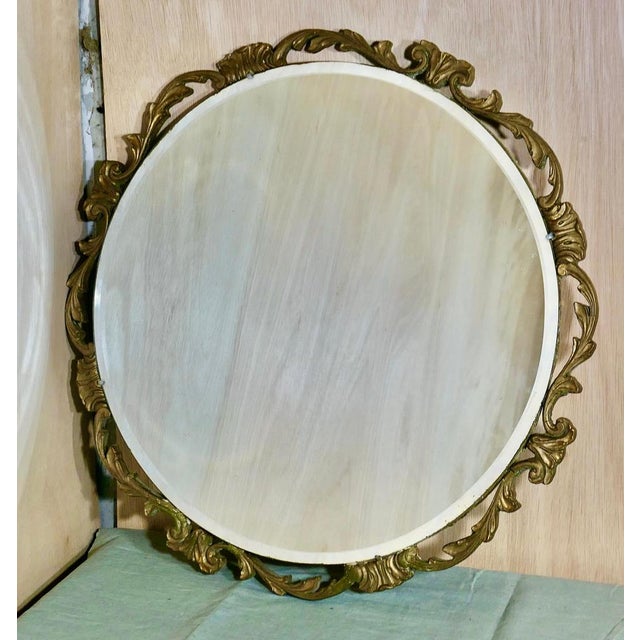 Art Deco Round Atsonea Ornate Gilt Wall Mirror, 1940s For Sale - Image 3 of 8
