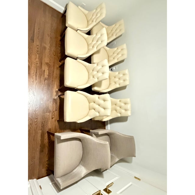 Baker Furniture Thomas Pheasant Ritz Dining Leather Chairs + Two Baker Hostess Chairs - Set of 10 For Sale - Image 12 of 15