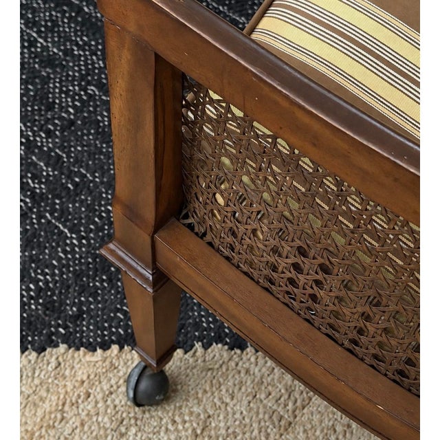 Mid-Century Modern “Come and Knock on Our Door” – 1970s Mustard & Olive Cane Chairs, Set of 3 For Sale - Image 3 of 3