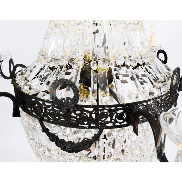 Antique Louis Revival Cut Crystal 14-Light Ballroom Chandeliers, 1920s, Set of 6 For Sale - Image 8 of 18