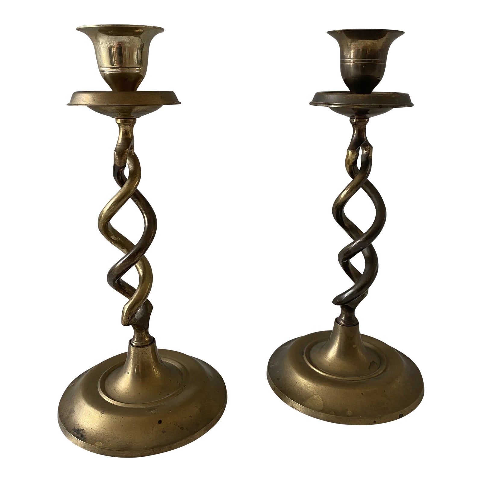 Pair of Vintage Brass Spiral Candle Holders Chairish